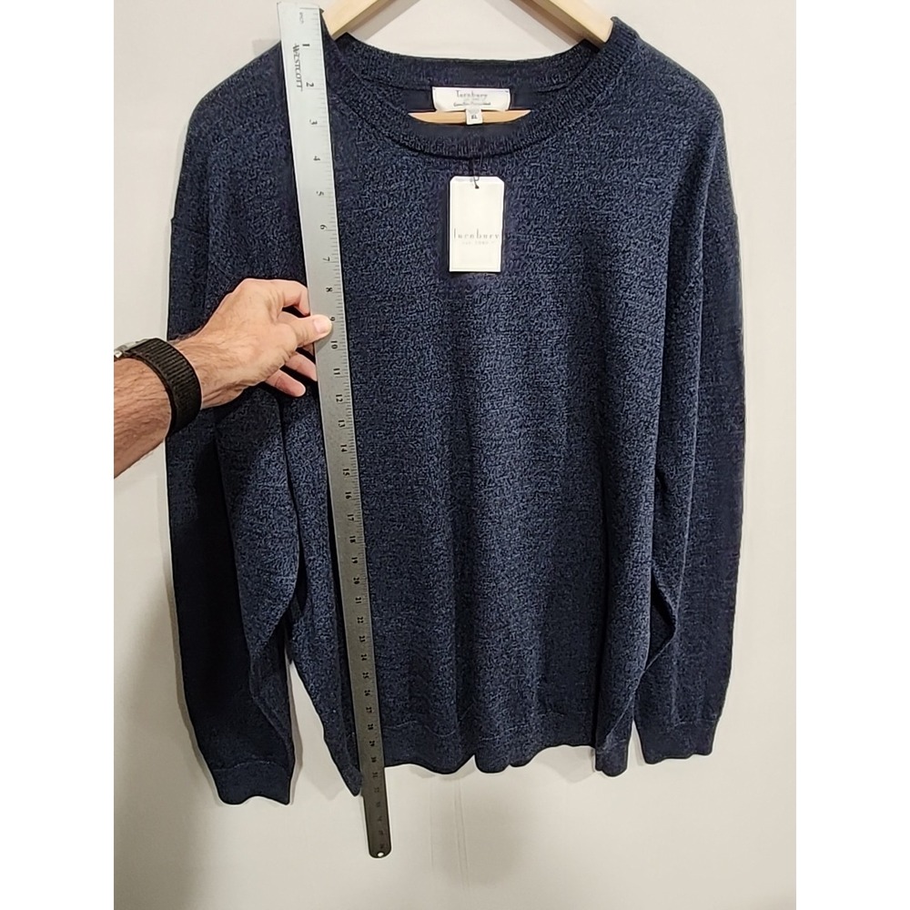 Turnbury NWT‎ Extra Fine Merino Wool Sweater Mens XL Dark Blue Round Neck Soft - Picture 8 of 12